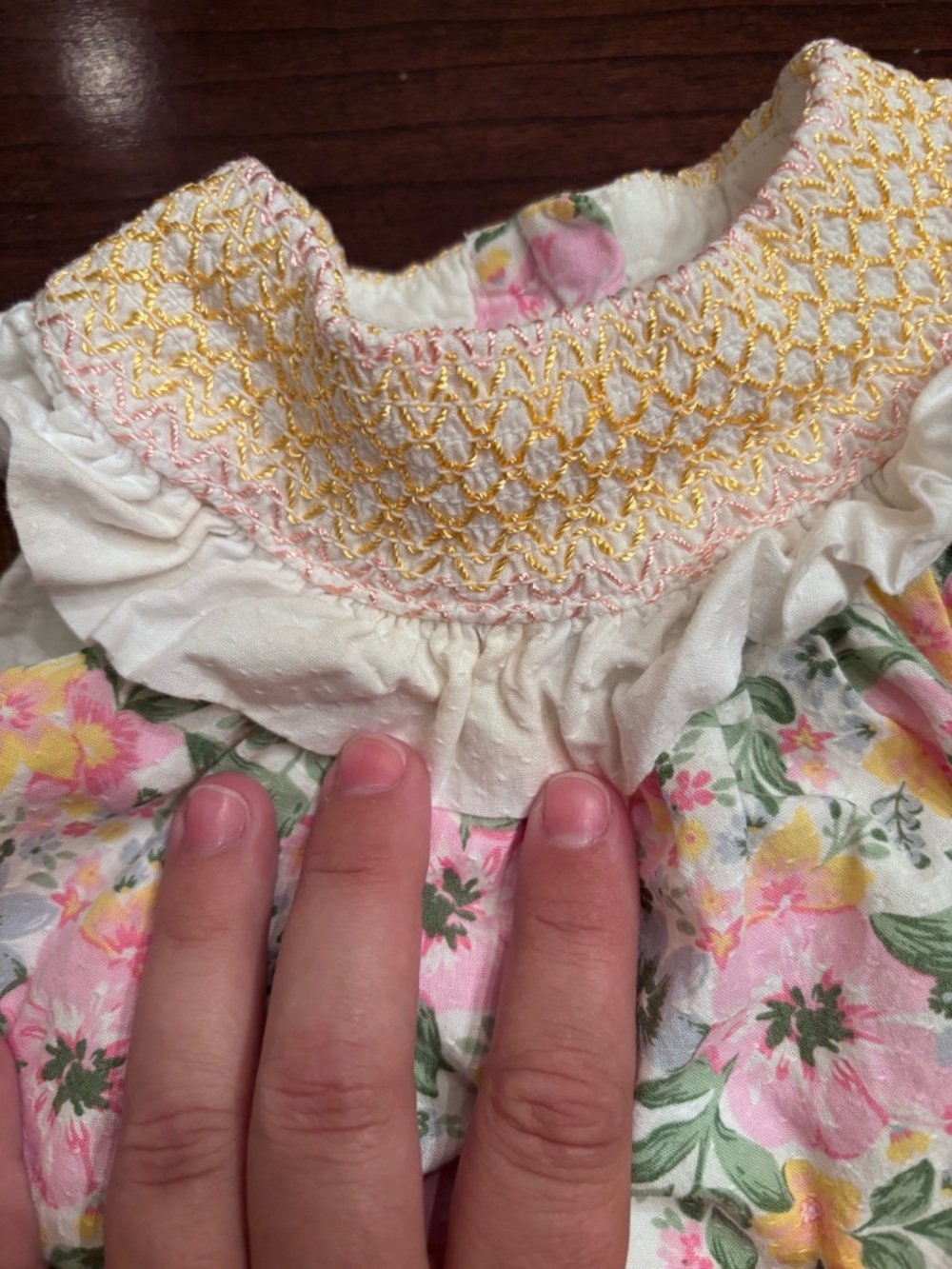 Pink & Yellow Floral Baby Dress with Bloomers - Picture 2 of 7